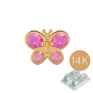Schmetterling Rosa, 5 mm, 14K Gelbgold
