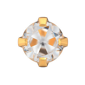 Cubic Zirconia griffé, 5 mm, pierre 4 mm, Acier chirurgical plaqué or