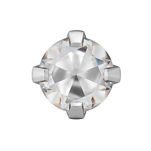 Cubic Zirconia griffé, 5 mm, pierre 4 mm, Acier chirurgical blanc