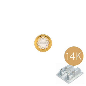 Mini Bezel mit Kristall, 3 mm, Stein 2 mm, 14K Gelbgold