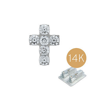 Kreuz Kristall, 4.5 mm, 14K Gold weiss rhodiniert
