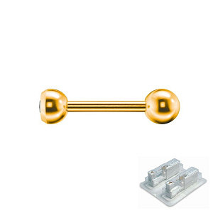 Barbell Bezel mit Kristall, 4 mm, Stein 3 mm, Chirurgenstahl vergoldet