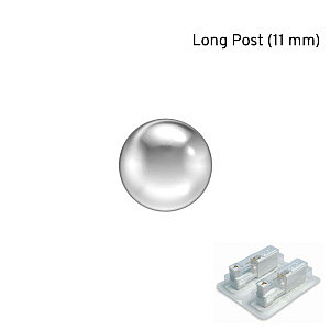 Kugel, LANGER STIFT, 4 mm, Chirurgenstahl weiss
