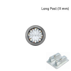 Titan Bezel mit Kristall, LANGER STIFT, 4 mm, Stein 3 mm, Titan weiss